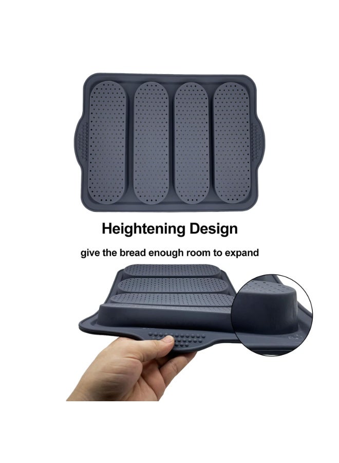 loaf pan Set of 1 with four buns French bread loaf pan bread pan non-stick pan easy to release household silicone food baking breakfast afternoon tea romantic dinner tool (black) - Image 5